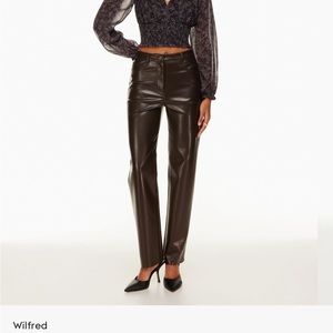 Aritzia Wilfred Brown Leather Pants